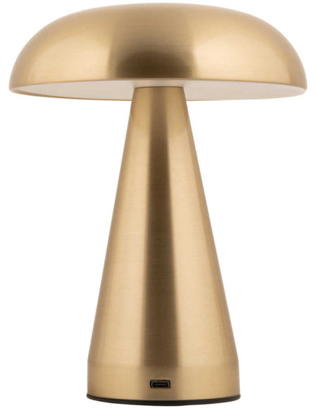 Lampe de table LED rechargeable dorée brossée en fer Ø15,5x20,5 cm Rachel