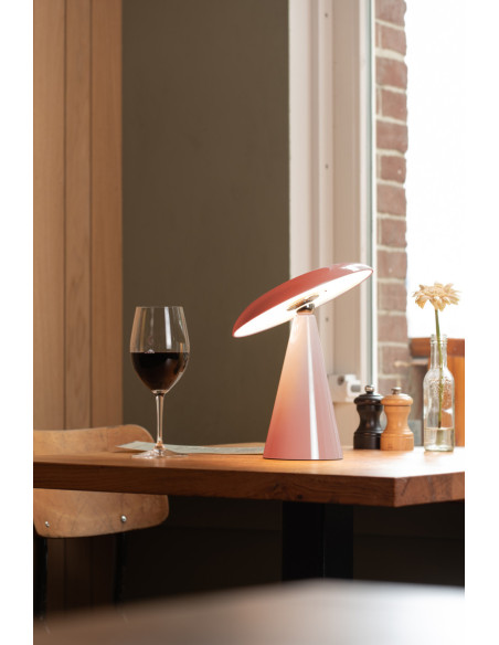 Lampe de table LED rechargeable rose en mélamine Ø23x26 cm Phoebe