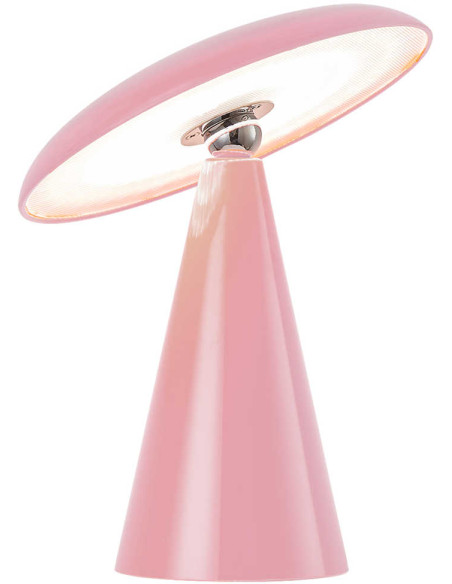 Lampe de table LED rechargeable rose en mélamine Ø23x26 cm Phoebe