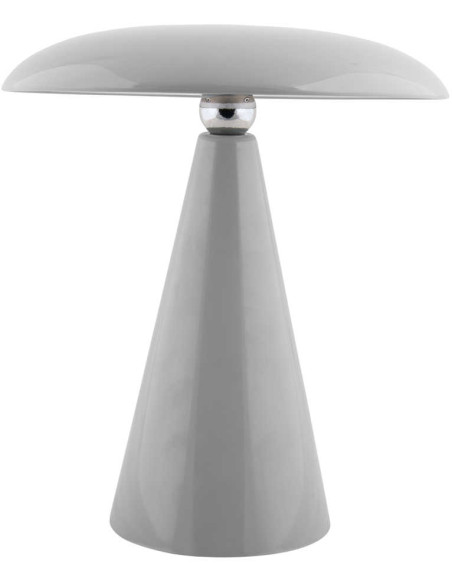Lampe de table LED rechargeable grise en mélamine Ø23x26 cm Phoebe