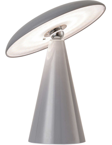 Lampe de table LED rechargeable grise en mélamine Ø23x26 cm Phoebe