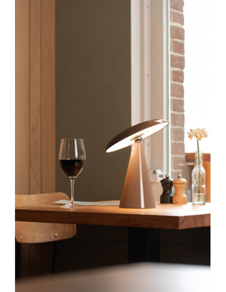 Lampe de table LED rechargeable marron taupe Phoebe