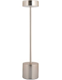 Lampe de table LED rechargeable en fer nickel brossé Ø8x38 cm Ganar