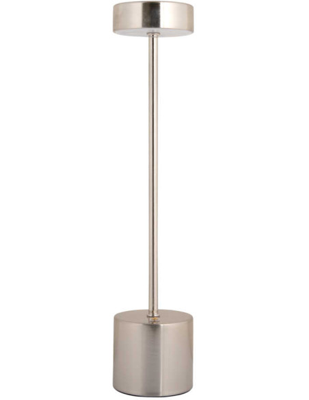 Lampe de table LED rechargeable en fer nickel brossé Ø8x38 cm Ganar