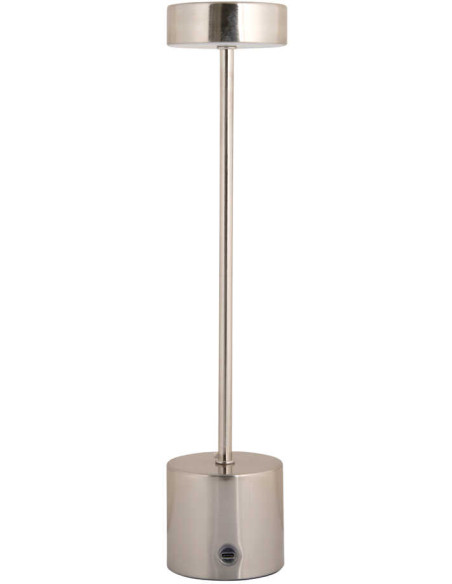 Lampe de table LED rechargeable en fer nickel brossé Ø8x38 cm Ganar