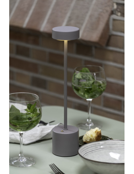 Lampe LED rechargeable grise en fer Ø8x38 cm Ganar