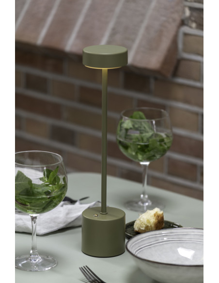 Lampe LED rechargeable vert kaki Ø8x37,5 cm Ganar