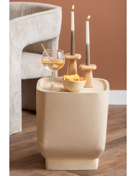 Table d’appoint carrée grège 37 cm Boaz Cuadro