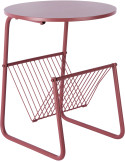 Table d’appoint porte-revues rouge bordeaux en fer 40x40x49 cm Riqueza Revista