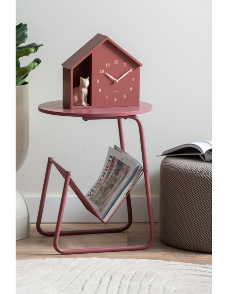 Table d’appoint porte-revues rouge bordeaux en fer 40x40x49 cm Riqueza Revista