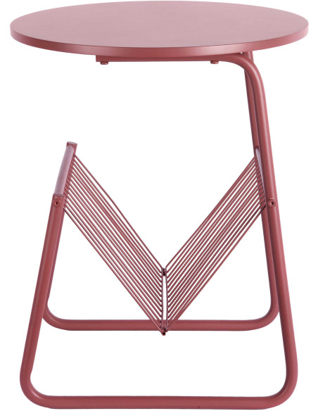 Table d’appoint porte-revues rouge bordeaux en fer 40x40x49 cm Riqueza Revista