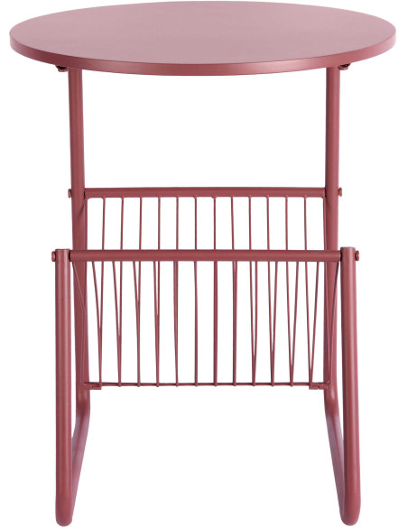 Table d’appoint porte-revues rouge bordeaux en fer 40x40x49 cm Riqueza Revista