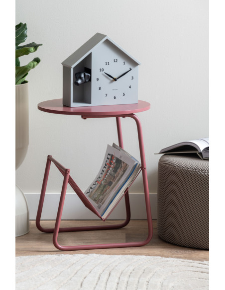 Table d’appoint porte-revues rouge bordeaux en fer 40x40x49 cm Riqueza Revista