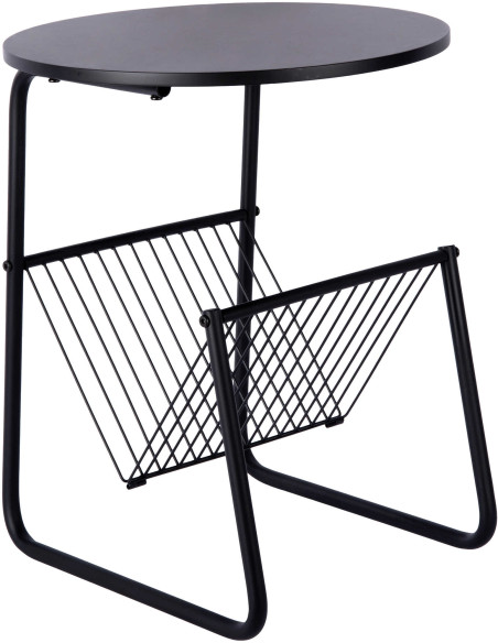 Table d’appoint porte-revues noire en fer 40x40x49 cm Riqueza Revista