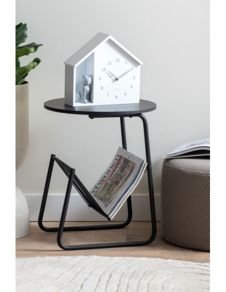 Table d’appoint porte-revues noire en fer 40x40x49 cm Riqueza Revista