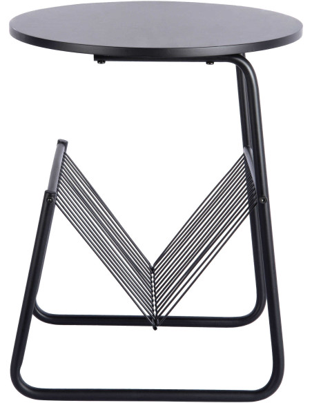 Table d’appoint porte-revues noire en fer 40x40x49 cm Riqueza Revista