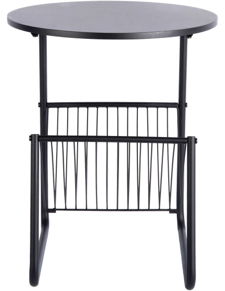 Table d’appoint porte-revues noire en fer 40x40x49 cm Riqueza Revista