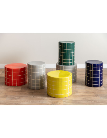 Table d’appoint basse en céramique jaune carrelage 42x34 cm Retro Tiles