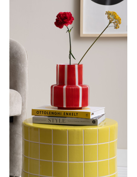 Table d’appoint basse en céramique jaune carrelage 42x34 cm Retro Tiles