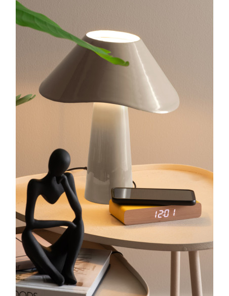 Lampe champignon en métal grège 33 cm Ameno