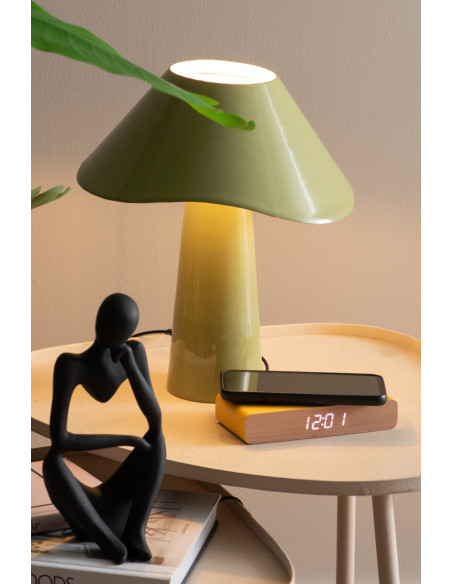 Lampe champignon métal vert sauge 33 cm Ameno