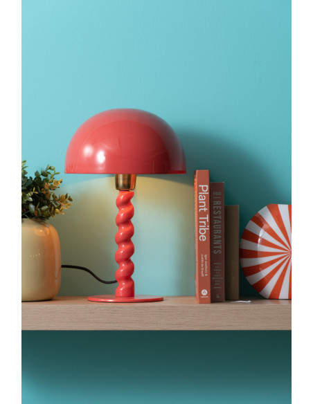 Lampe à poser champignon rouge en métal 39 cm Prisa