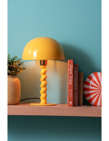Lampe à poser champignon jaune en métal 39 cm Prisa