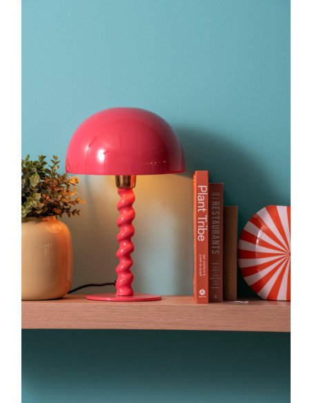 Lampe à poser champignon rose métal 39 cm Prisa