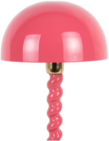 Lampe à poser champignon rose métal 39 cm Prisa