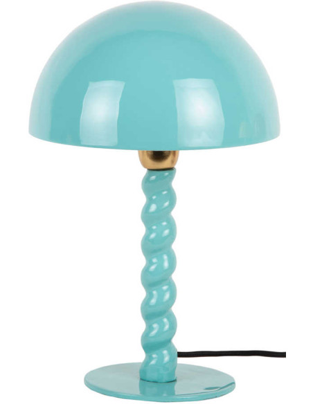 Lampe à poser champignon bleu turquoise métal 39 cm Prisa
