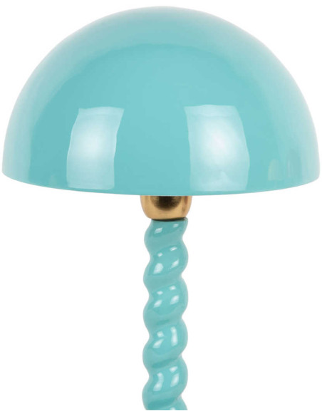 Lampe à poser champignon bleu turquoise métal 39 cm Prisa