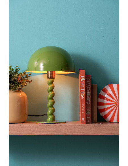 Lampe champignon verte en métal 39 cm Prisa
