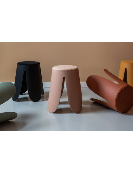 Tabouret bouclette rose poudré 46 cm Savor