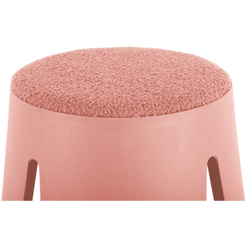 Tabouret bouclette rose poudré 46 cm...