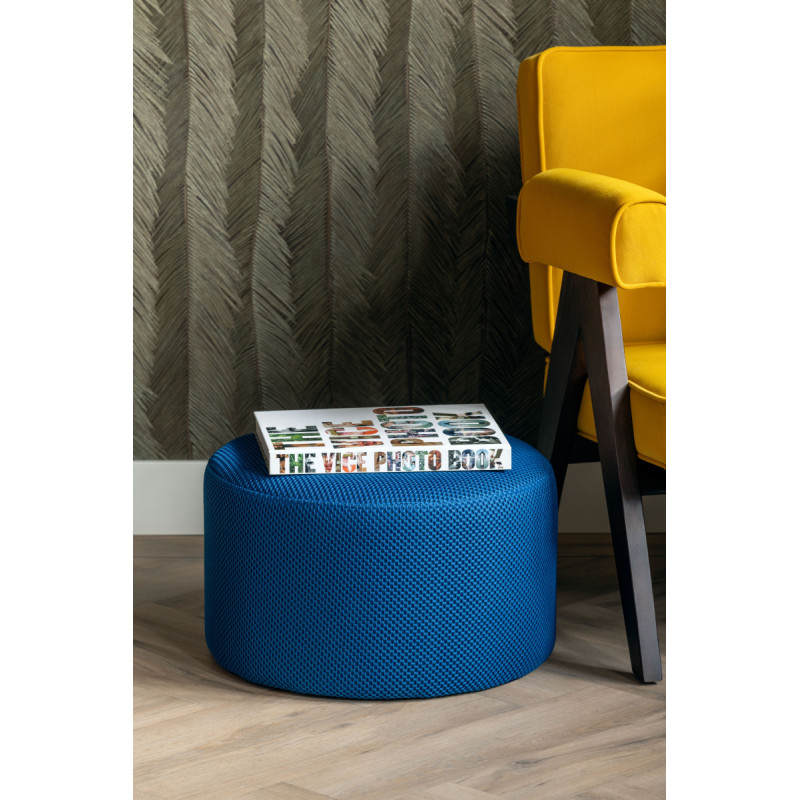 Pouf rond bleu cobalt polyester 50 cm...