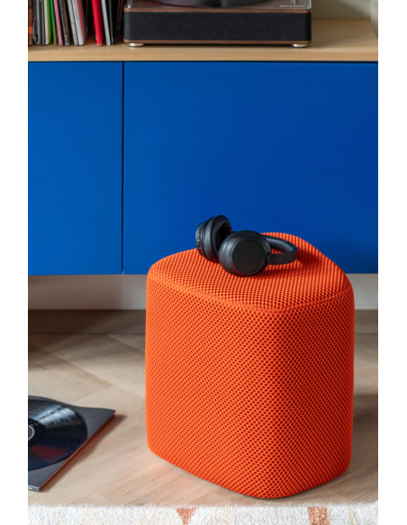 Pouf de salon triangulaire orange polyester 36 cm Mesh