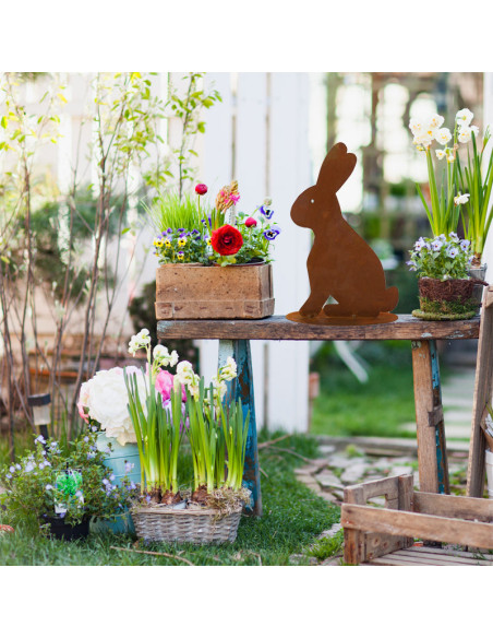 Lapin de jardin métal rouille 31 cm Alsfeld