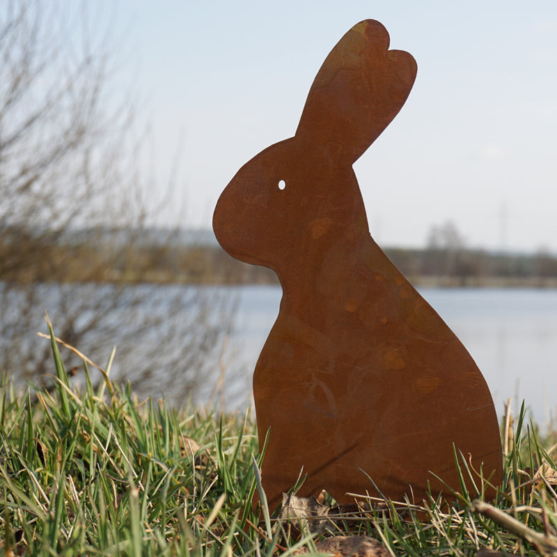 Lapin de jardin métal rouille 31 cm...