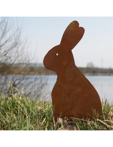 Lapin de jardin métal rouille 31 cm Alsfeld