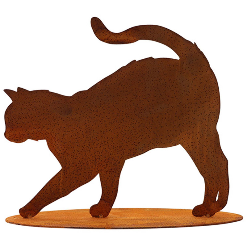 Chat de jardin en métal rouillé 32x25...
