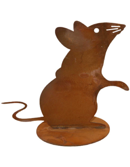 Souris déco de jardin en métal rouillé 15x13,5 cm Hamelin
