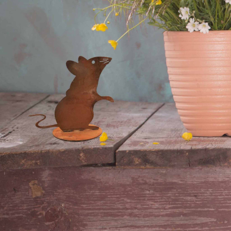 Souris déco de jardin en métal...
