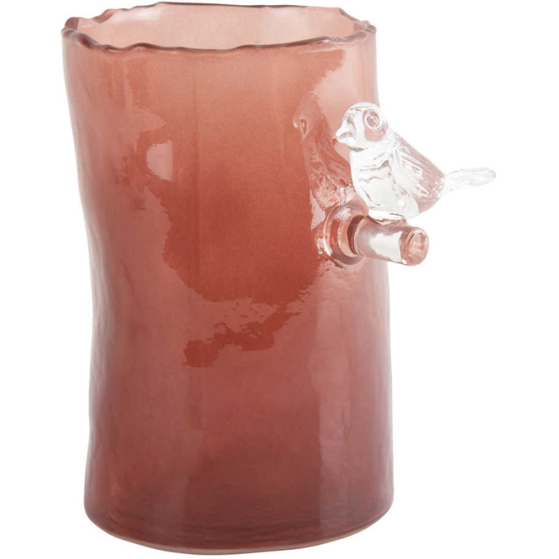 Petit vase oiseau en verre ocre rouge...