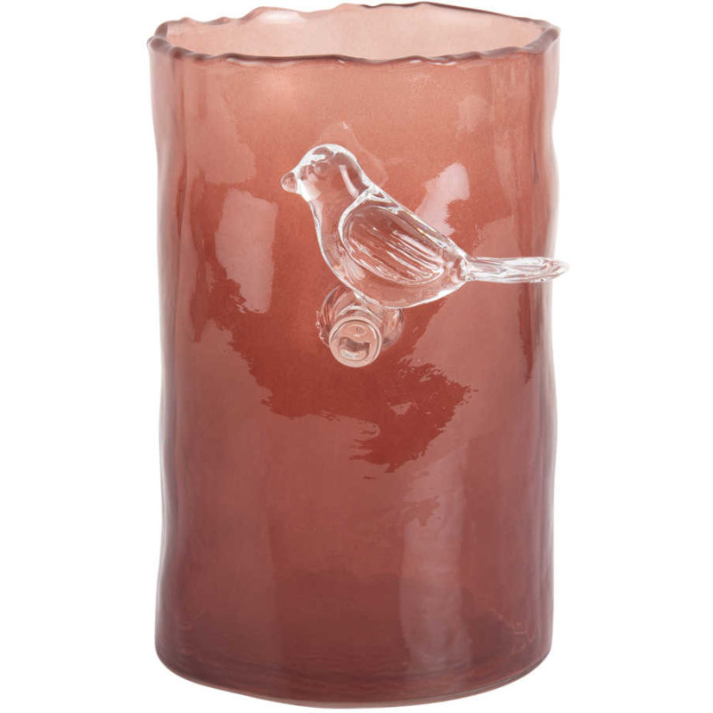 Petit vase oiseau en verre ocre rouge...