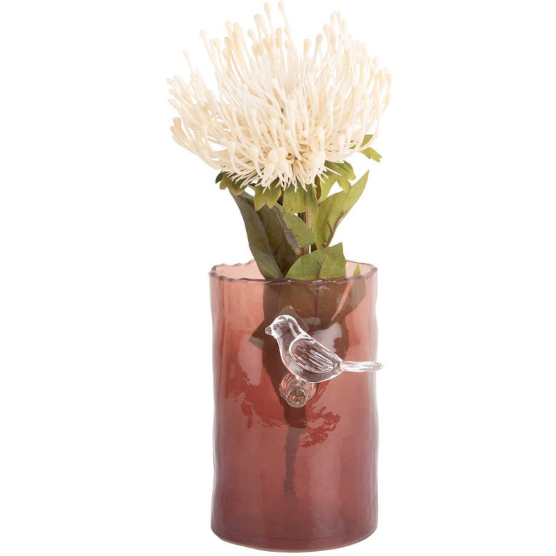 Petit vase oiseau en verre ocre rouge...
