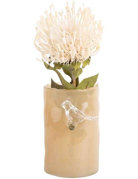 Petit vase oiseau jaune en verre Bird On Branch