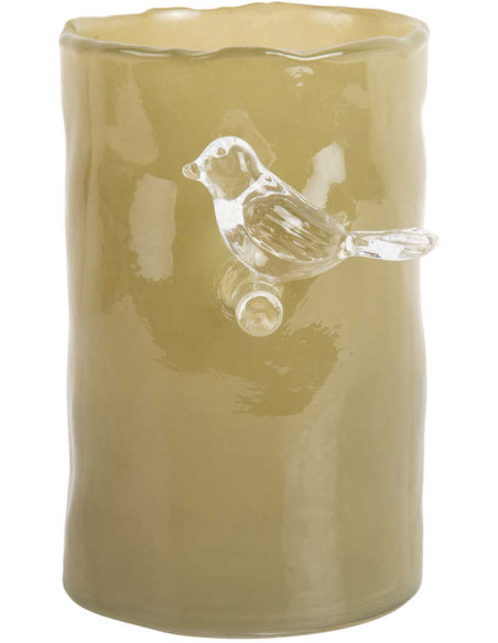 Petit vase oiseau vert en verre Bird On Branch