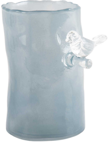 Petit vase oiseau bleu en verre Bird On Branch