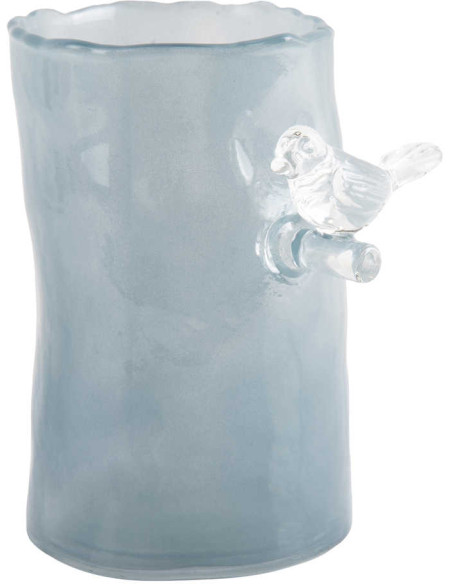 Petit vase oiseau bleu en verre Bird On Branch