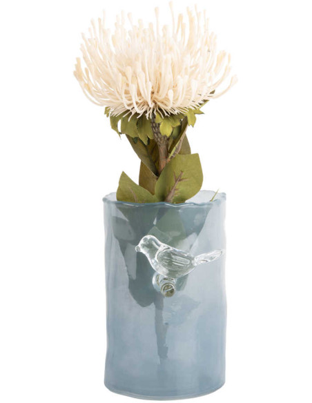 Petit vase oiseau bleu en verre Bird On Branch